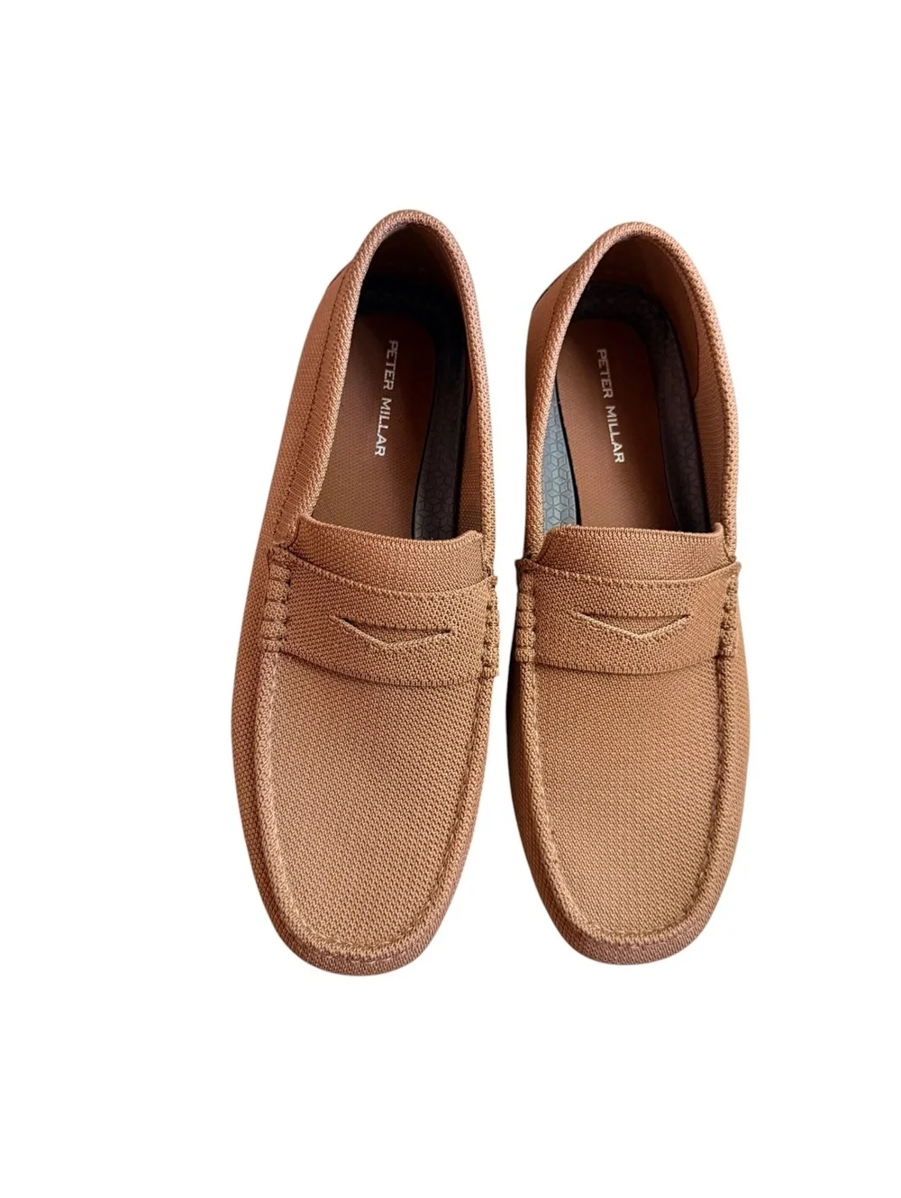 Peter Millar Cruise Knit Drivers Scotch Tan Performance Shoes Men's Size 13